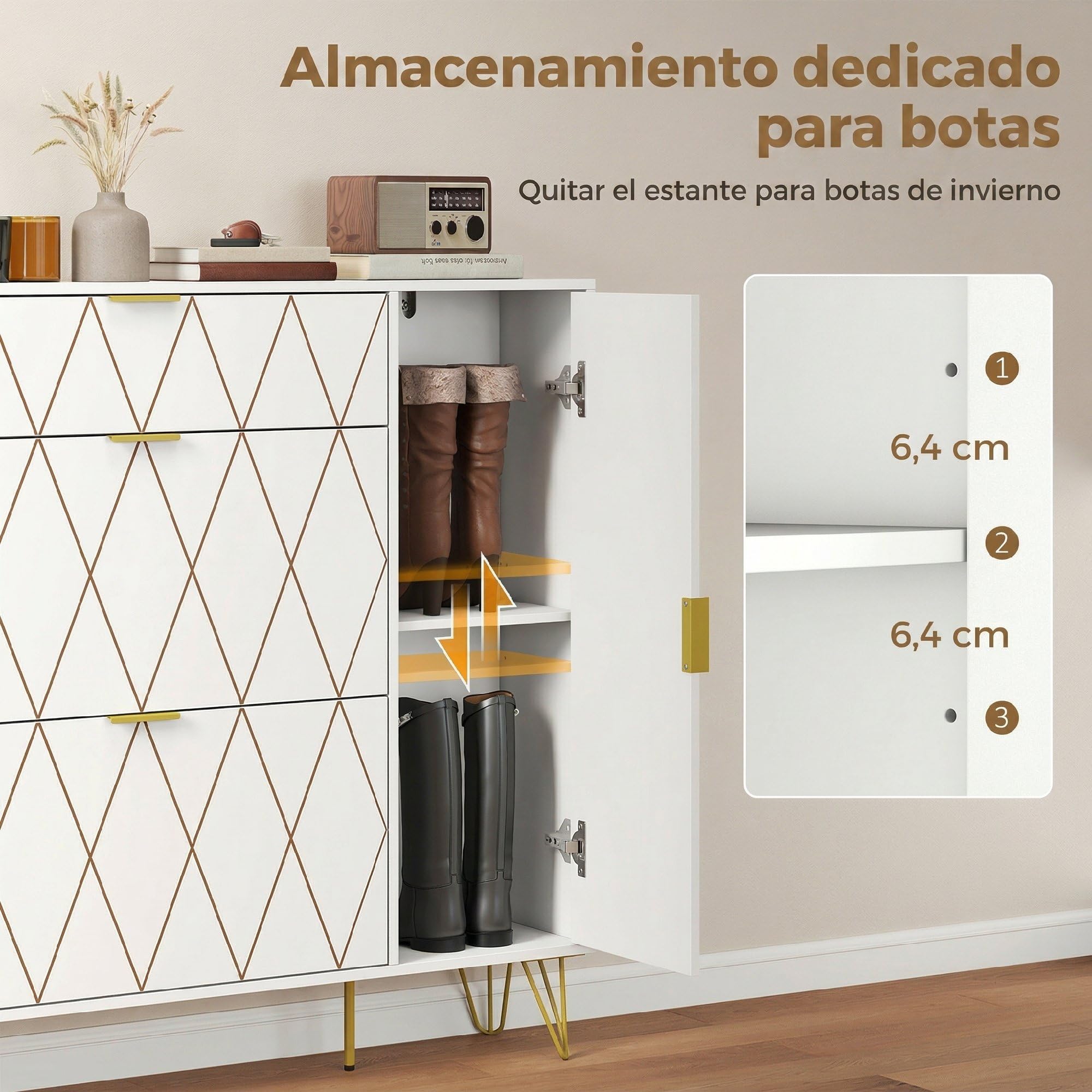 HOMCOM Zapatero Estrecho con 2 Cajones Abatibles 110x25x110,6 cm Blanco | Mueble Zapatero Moderno con Armario y Estantes Ajustables, 10-14 Pares de Zapatos, para Pasillo, Entrada, Recibidor