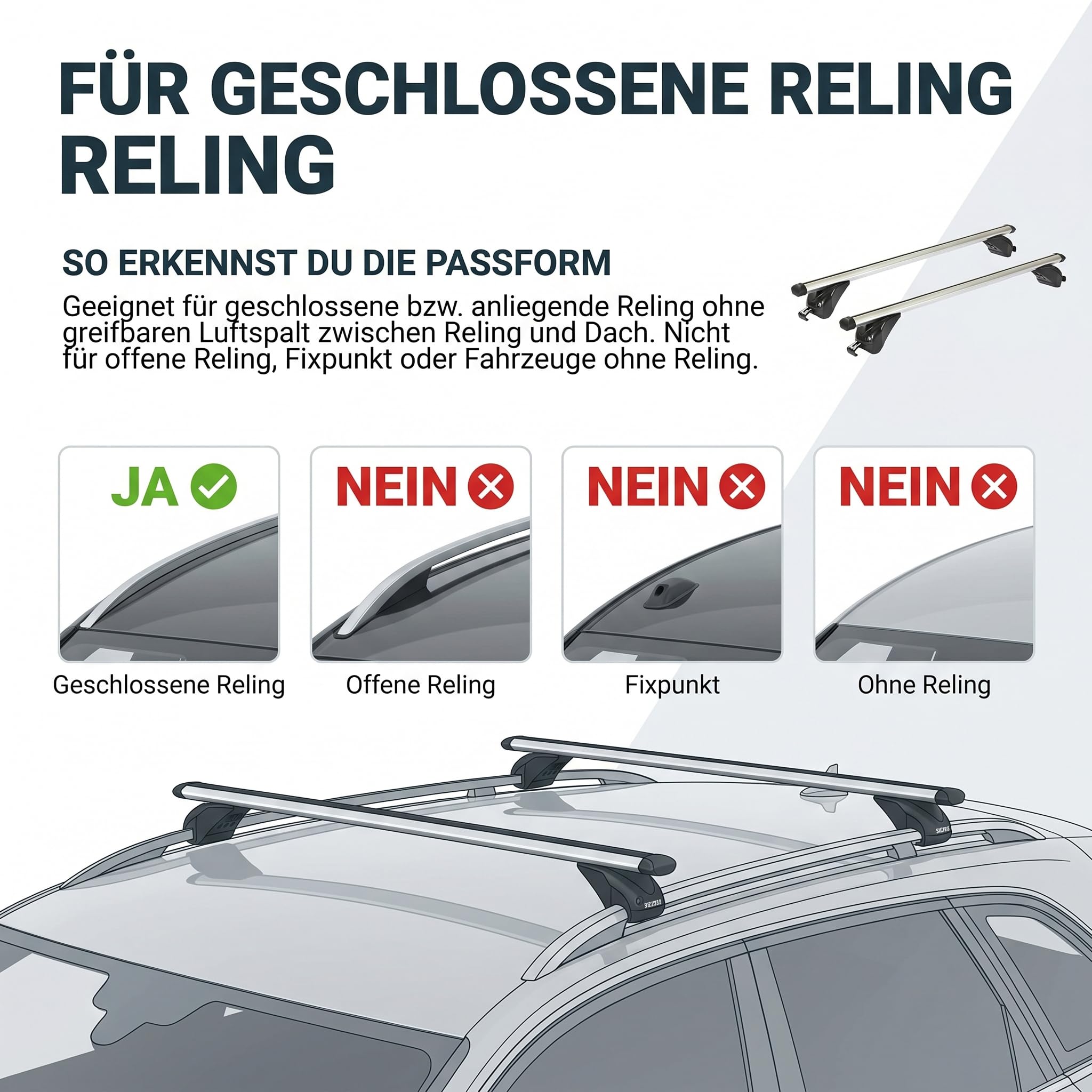 Dachträger/Relingträger VDP KING1 kompatibel mit Opel/Vauxhall Astra (H) Sport Tourer (5 Türer) 4-11