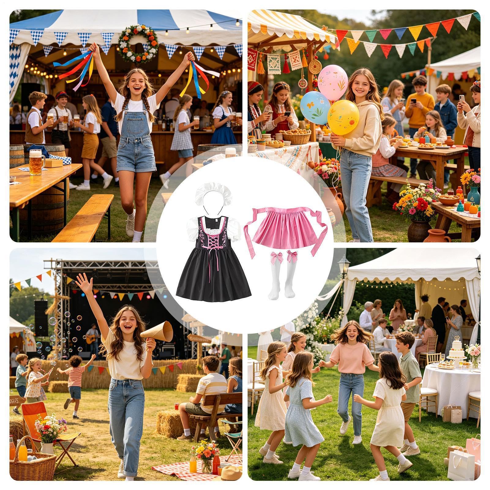 Oktoberfest Outfit bavarese Tedesco Manica Corta Abiti Cameriera