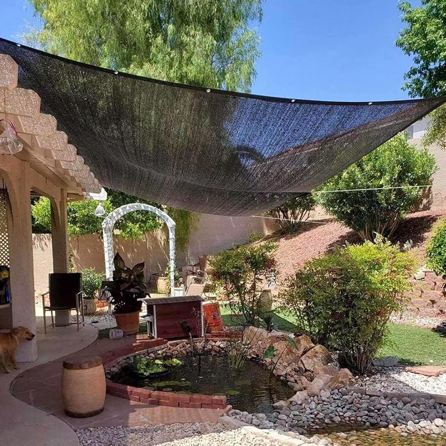 Shade Cloth,Shade Netting, Waterproof Shade Canopy, Sunscreen net, Fabric mesh Awning, Heat Resistant, Shade Cloth with Grommet,Shade Net for Plants,WxH-3x5m/9.8x16.4ft