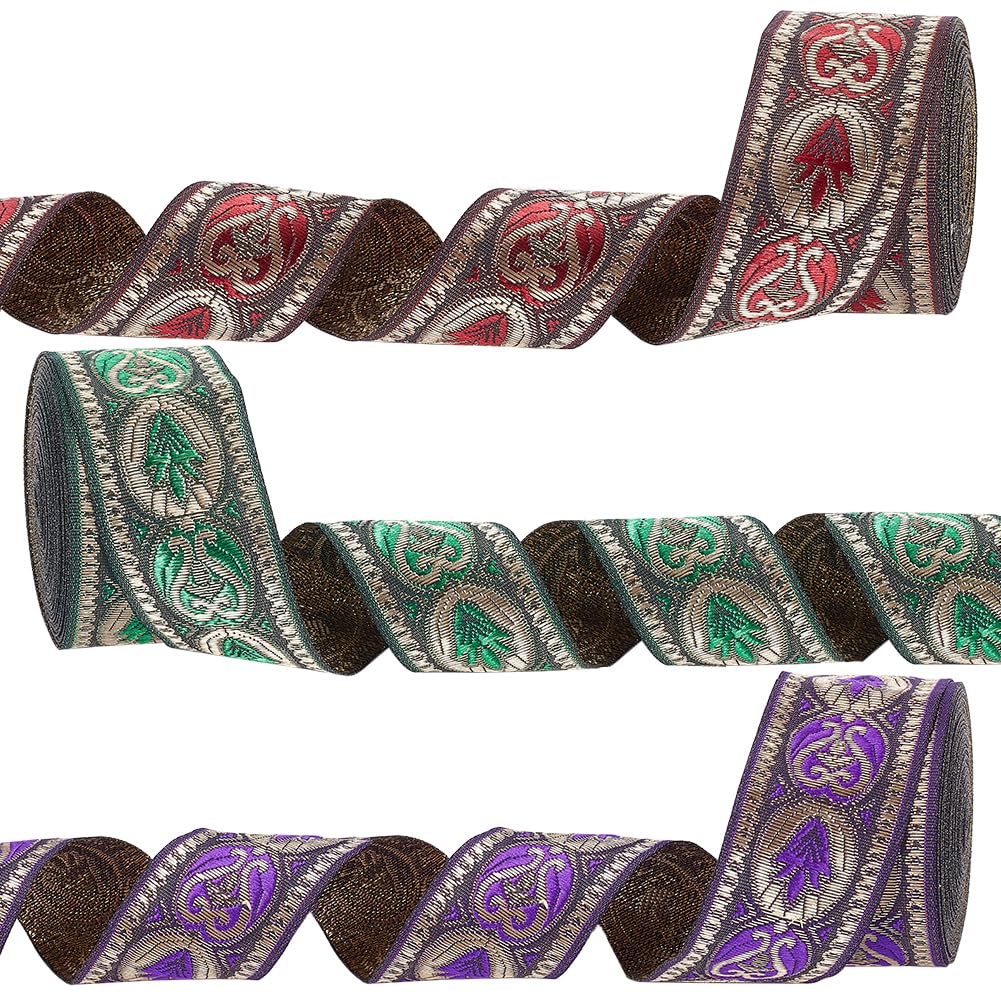 PandaHall Nastro Jacquard Elastico Etnico, 3 Colori, 22 Mm X 9 Iarde (3 Per Colore)
