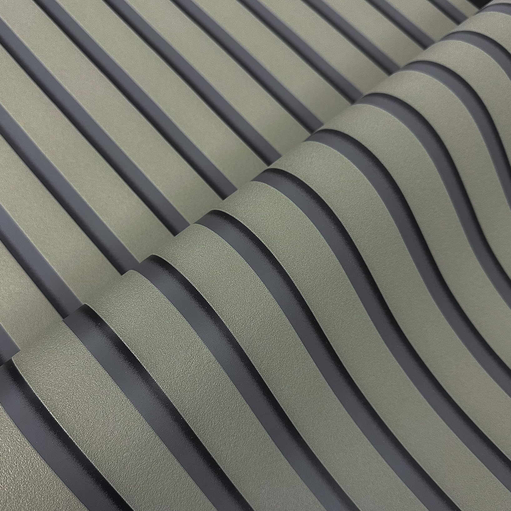 WALLCOVER Wallpaper Green Non-Woven Wallpaper Stripes Black Olive Green Panels Scandinavian Style Wall Panels Modern Slat Made in Germany - Image 3