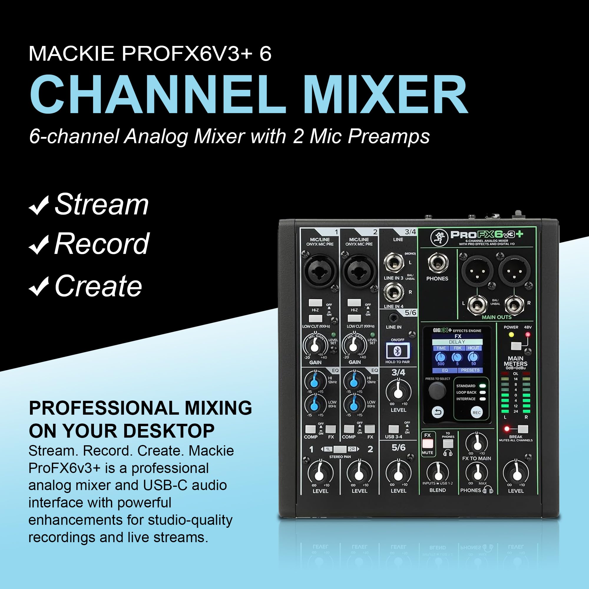 Amazon | Mackie ProFX6v3+ 6チャンネルミキサー エフェクト付き