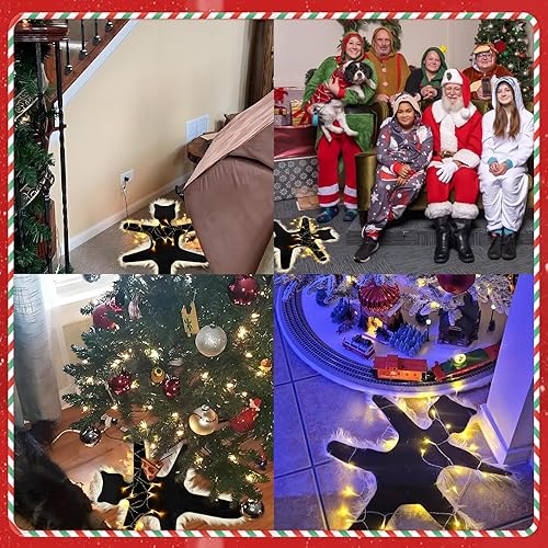 Miniatura 7 de LARFOEK Alfombra de Gato Frito Iluminada, Decoración de Vacaciones de Navidad Regalos de Pueblo Navideño Divertida Alfombra de Decoración Navideña