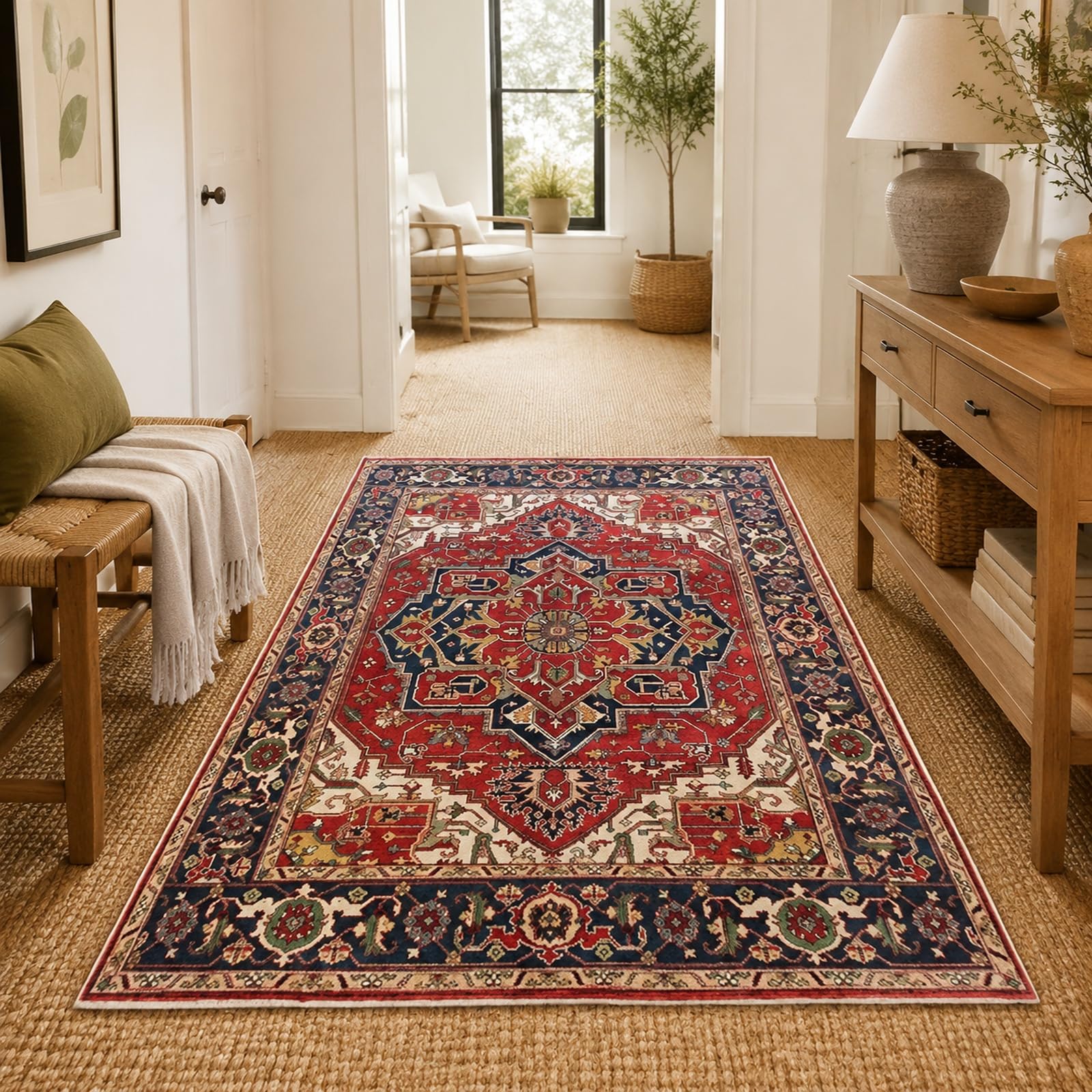 Moquette chambre adulte et grand tapis salon oriental vintage géométrique 200x300 cm