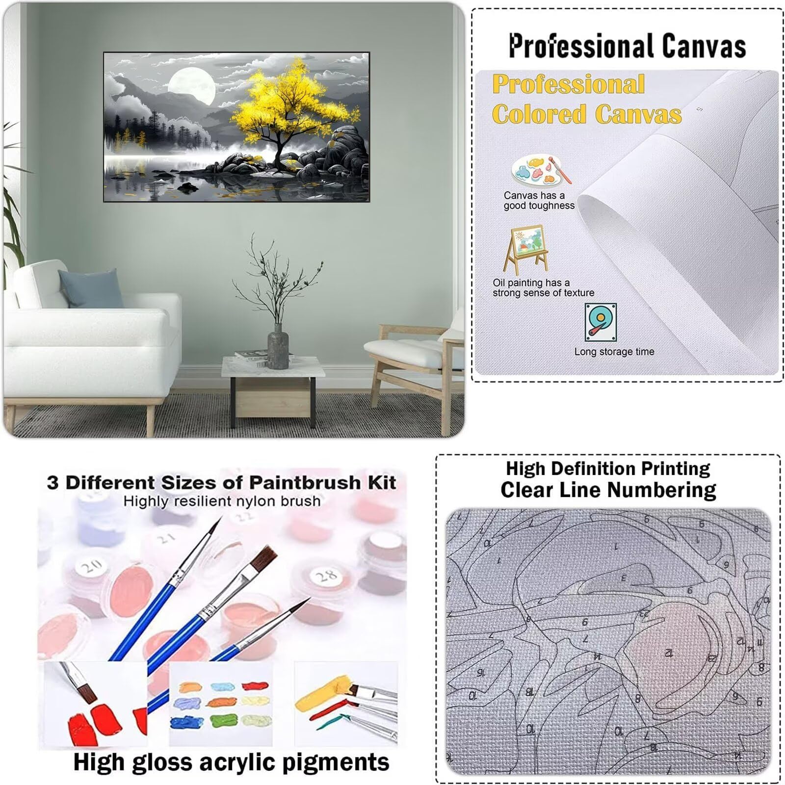 Pittura Fai Da Te Su Tela 30x40 Cm Kit Per Dipingere Con I Numeri, Per Adulti, Per Principianti, Pittura Acrilica A Numero Con 6 Pittura Con Numeri Adulti