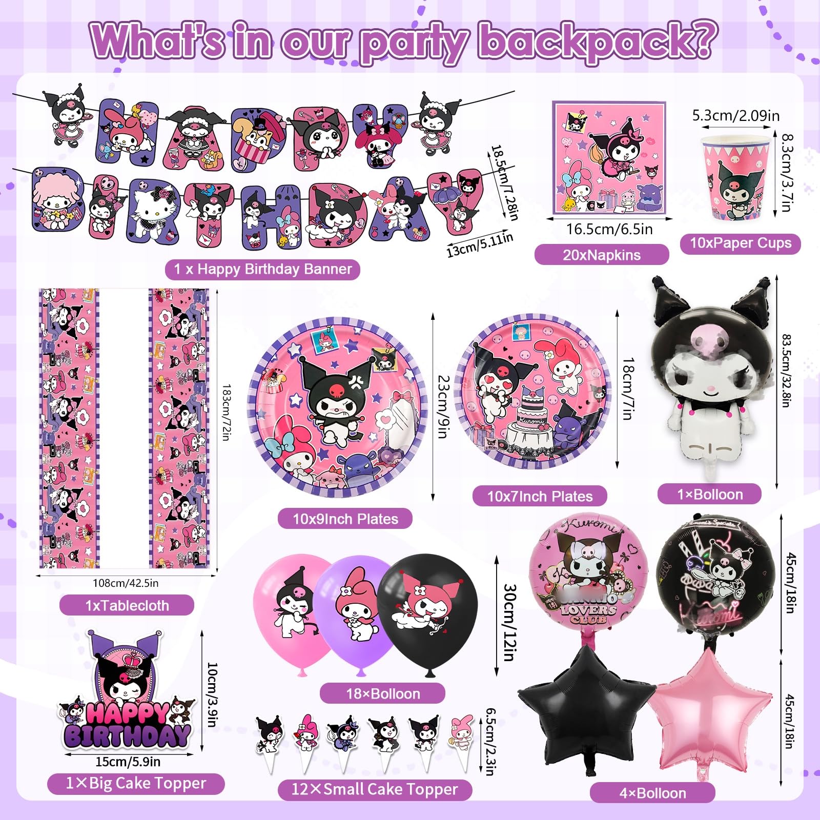 Pappteller Kindergeburtstag Mädchen Kur- Romi Geburtstag Geschirr Set Geburtstagsdeko Partygeschirr Tischdecke Pappteller Tischdecke Birthday Banner Teller Servietten Party Tableware Supplies Deko
