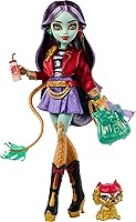 Monster High Jinafire Long Dragon Doll with Pet Cloudy Yun Yun & 7 Fashion Accessories - Sketch Pad, Backpack, Yogurt Drink