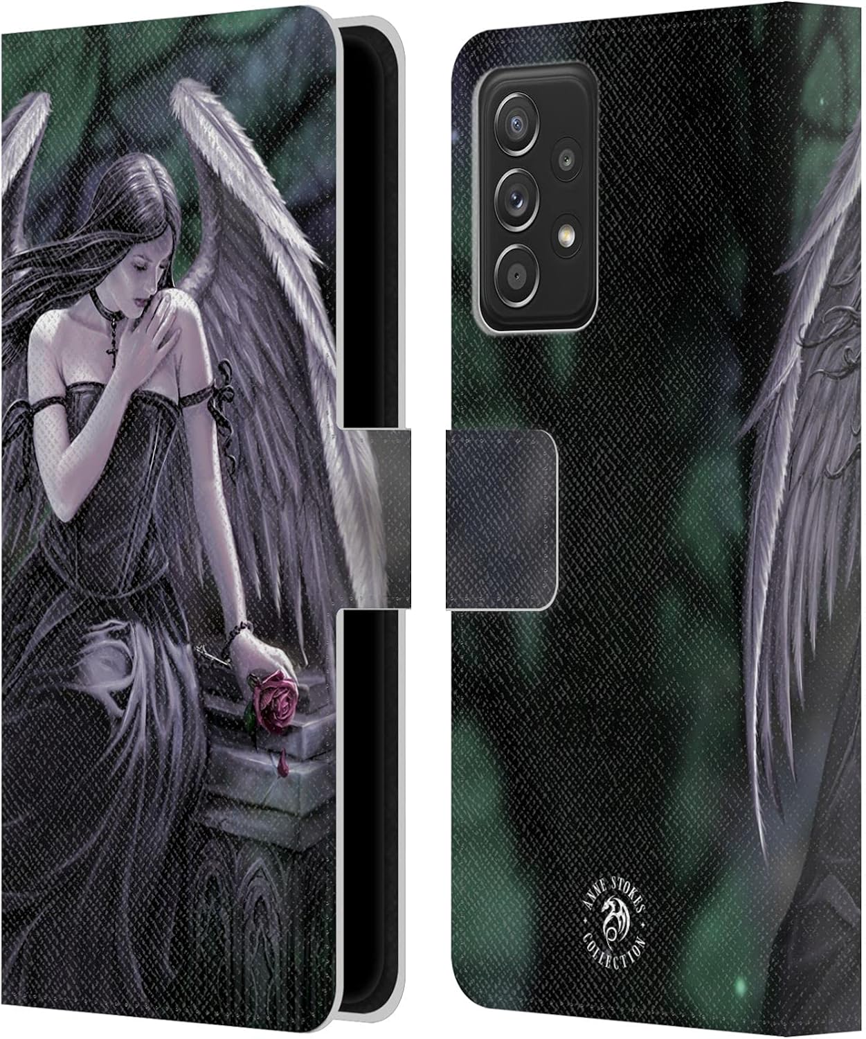 Head Case Designs Officially Licensed Anne Stokes Prayer for The Fallen Angels Leather Wallet Case Compatible with Galaxy A52 / A52s / 5G (2021)