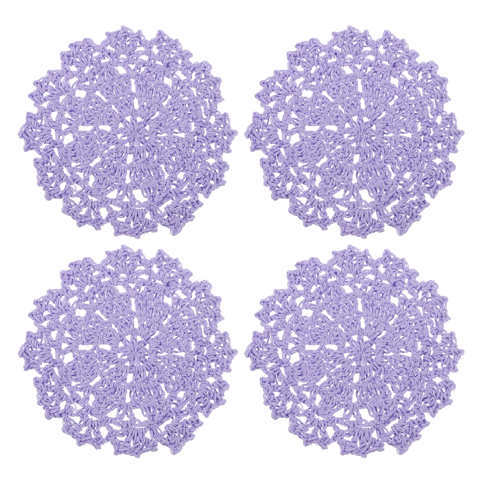 uxcell Fabric Coasters, 4pcs 4", Cotton Woven Crochet Doilies