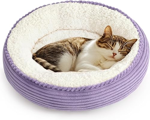 Love's cabin Cama redonda acolchada para gatos y perros, cama para mascotas de 20 pulgadas para gatos o perros pequeños, parte inferior