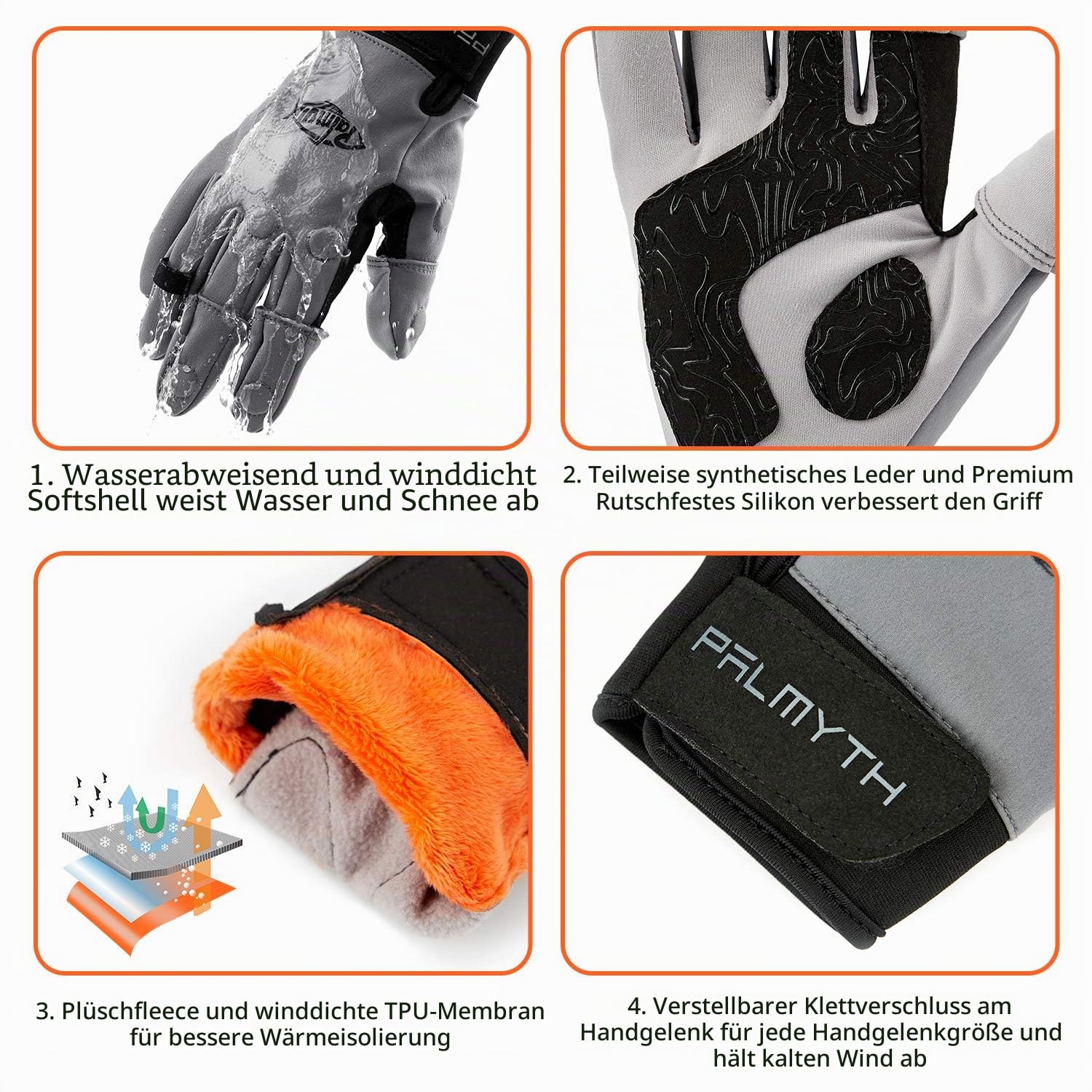 Palmyth Flexible Angelhandschuhe Warm für Männer und Frauen Kaltwetterisoliert Wasserabweisend Ideal für Eisfischen Fliegenfischen Fotografie