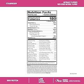 SlimFast Protein Shake, Strawberry- 20g Protein, Meal Replacement Shake Ready to Drink, High Protein with Low Carb and Low Sugar, 24 Vitamins and Minerals, 12 Count (Pack of 1) (Packaging May Vary)