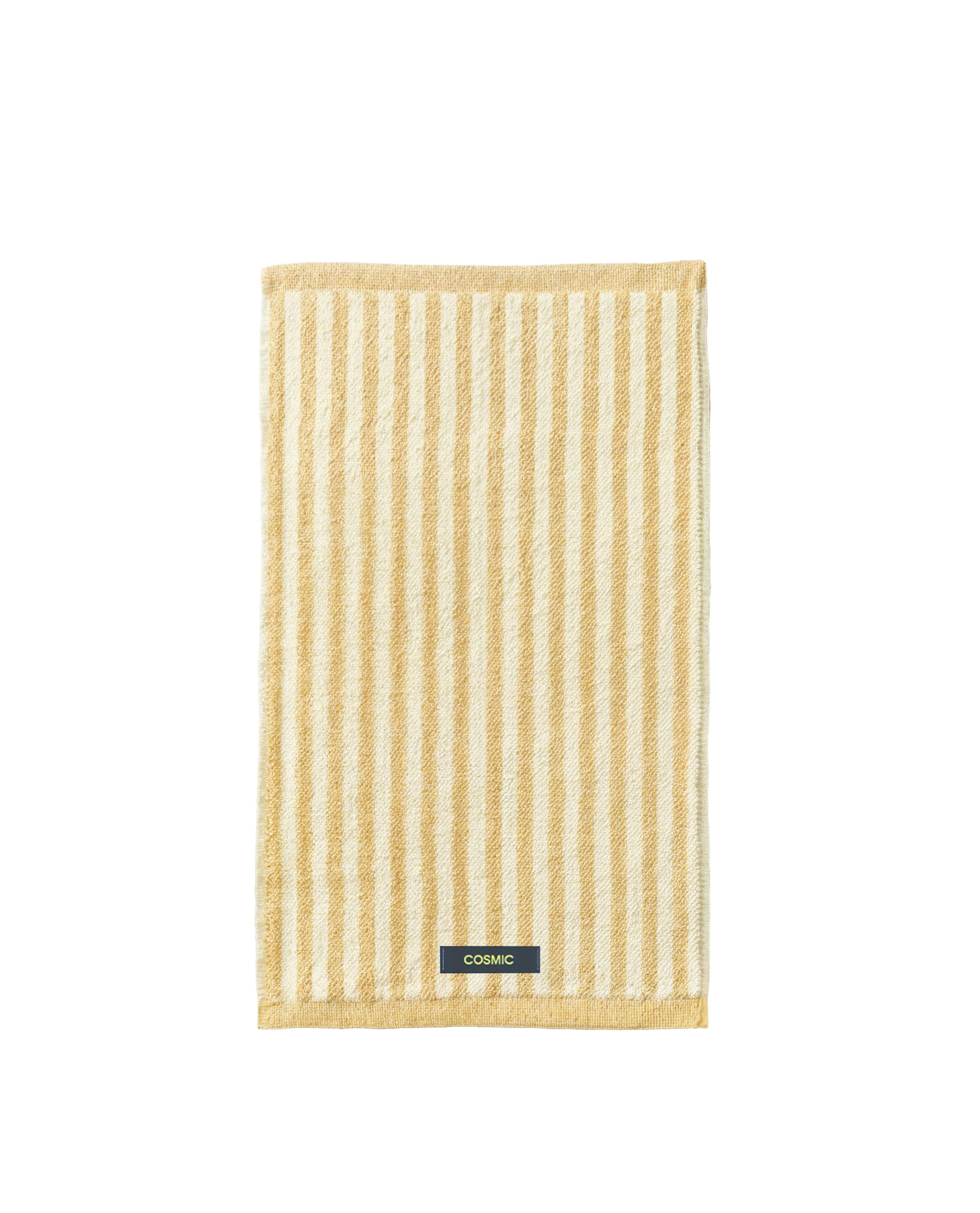 COSMIC STRIPES. Small Bath Towel 30 x 50 CM of Soft and Absorbent Cotton. Face Towel with Striped Design in Honey Yellow Color