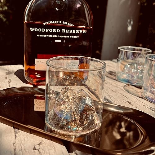 Miniatura 2 de Vasos pequeños iridiscentes de montaña para whisky, vodka, vino, ginebra o cócteles, vidrio de borosilicte de 5.7 onzas líquidas (multicolor)