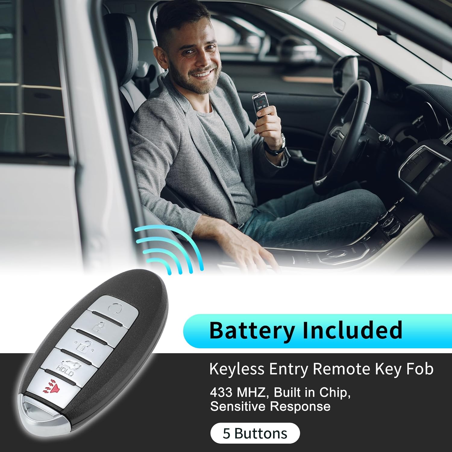 X AUTOHAUX CWTWB1G744 433Mhz Replacement Keyless Entry Remote Smart Key Fob for Nissan Armada 2017-2020 for Infiniti QX80 LE Premium 2014-2021 285E31LA5A 285E3-1LB5A 46 Chip 5 Buttons - Image 2