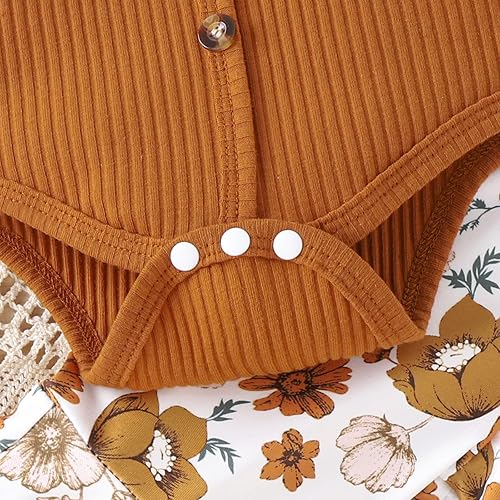 Miniatura 4 de Engofs Conjunto de 3 piezas para bebé recién nacida, manga corta, pantalones acampanados, diadema, conjunto de 3 piezas, traje de verano para bebés