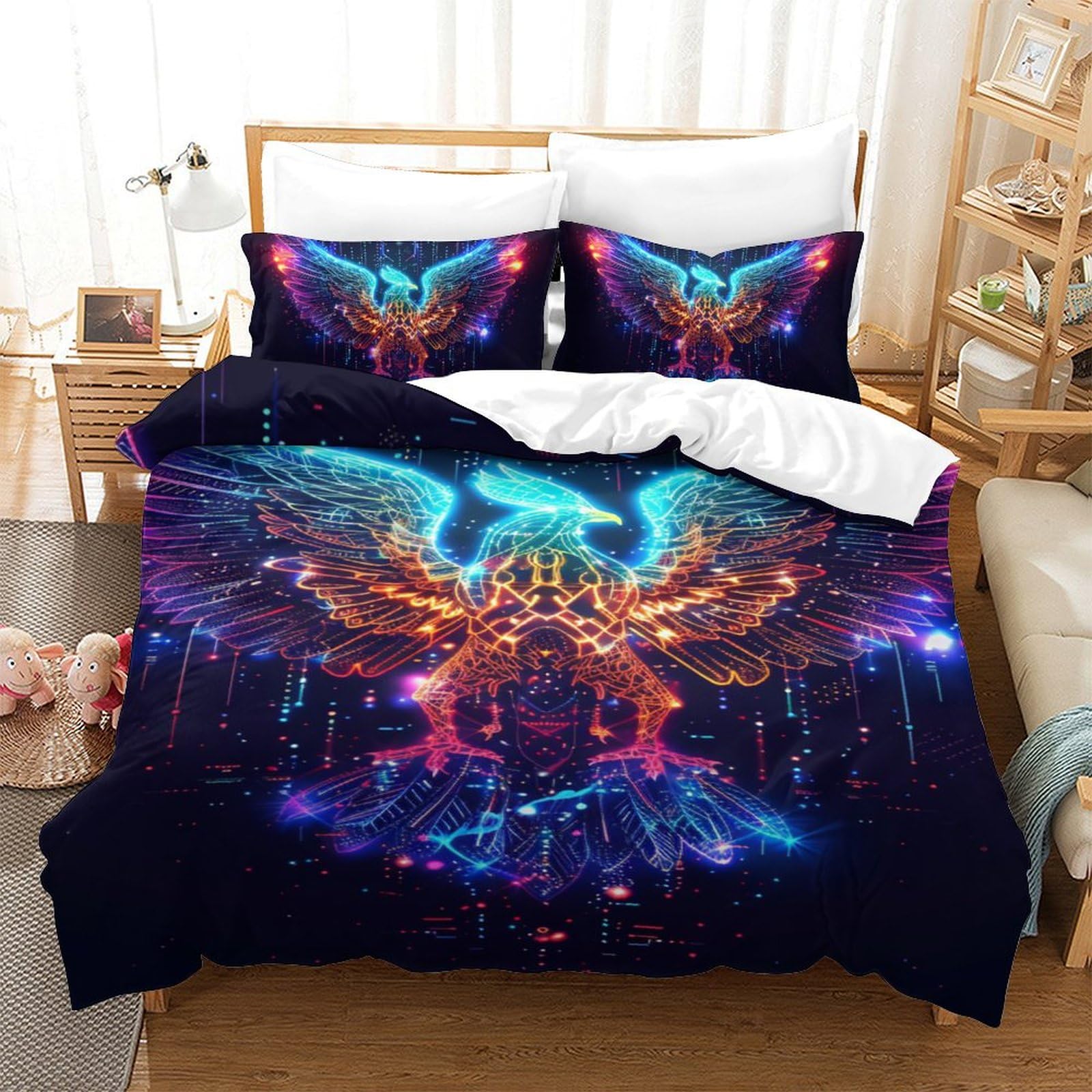 Housse de couette Souris en 3D 140x200 cm avec taies d'oreiller pour lit une place enfant