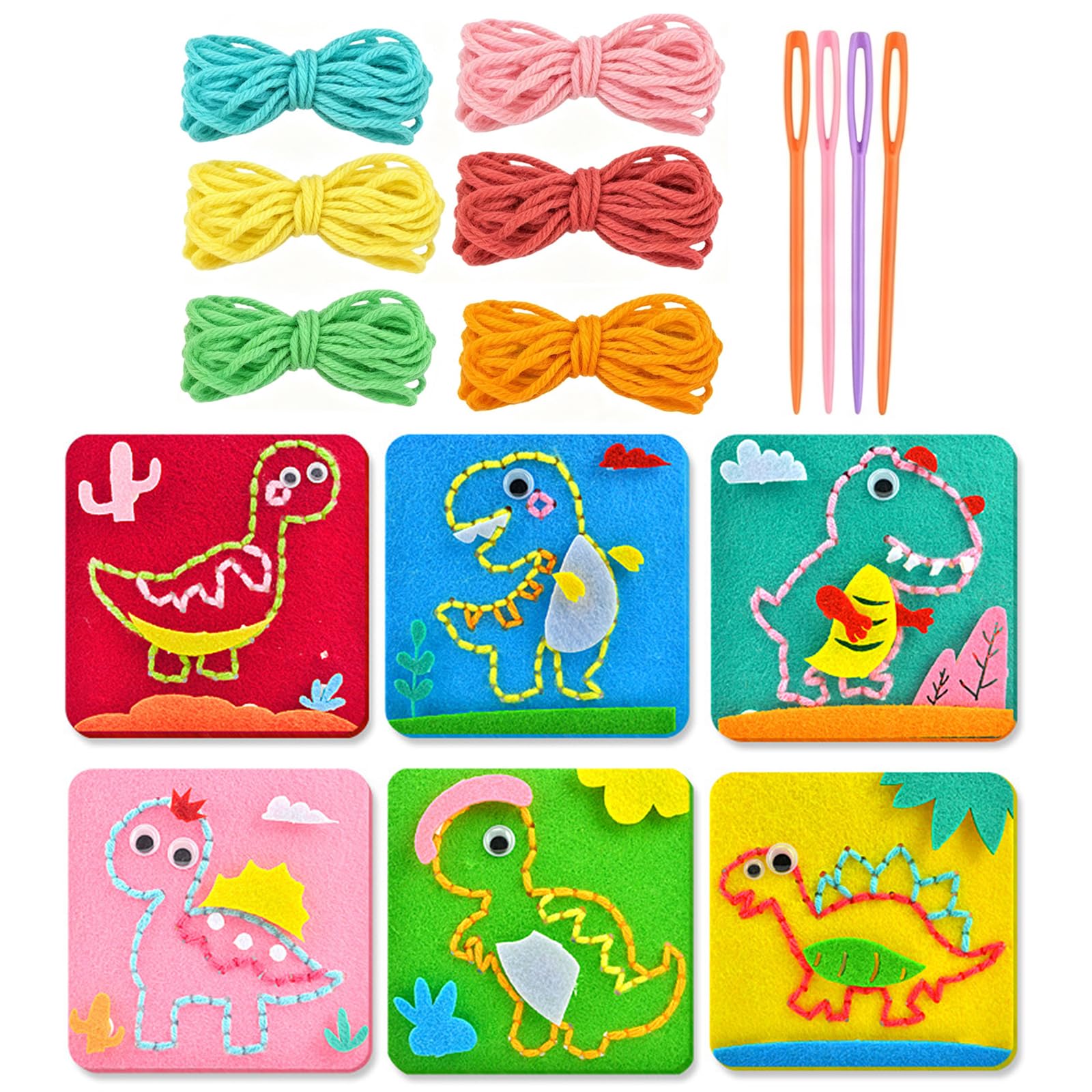 GYTFOG 6 Pack Dinosaur Sewing Craft Kit, Sewing Kit for Kids
