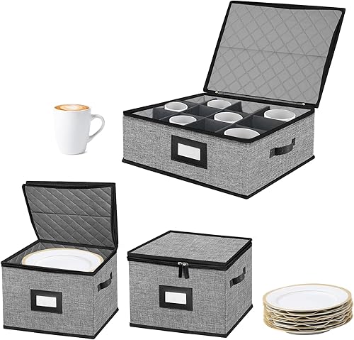 Contenedores de almacenamiento de China-Contenedores de almacenamiento de platos acolchados y almacenamiento de tazas, organizador de almacenamiento