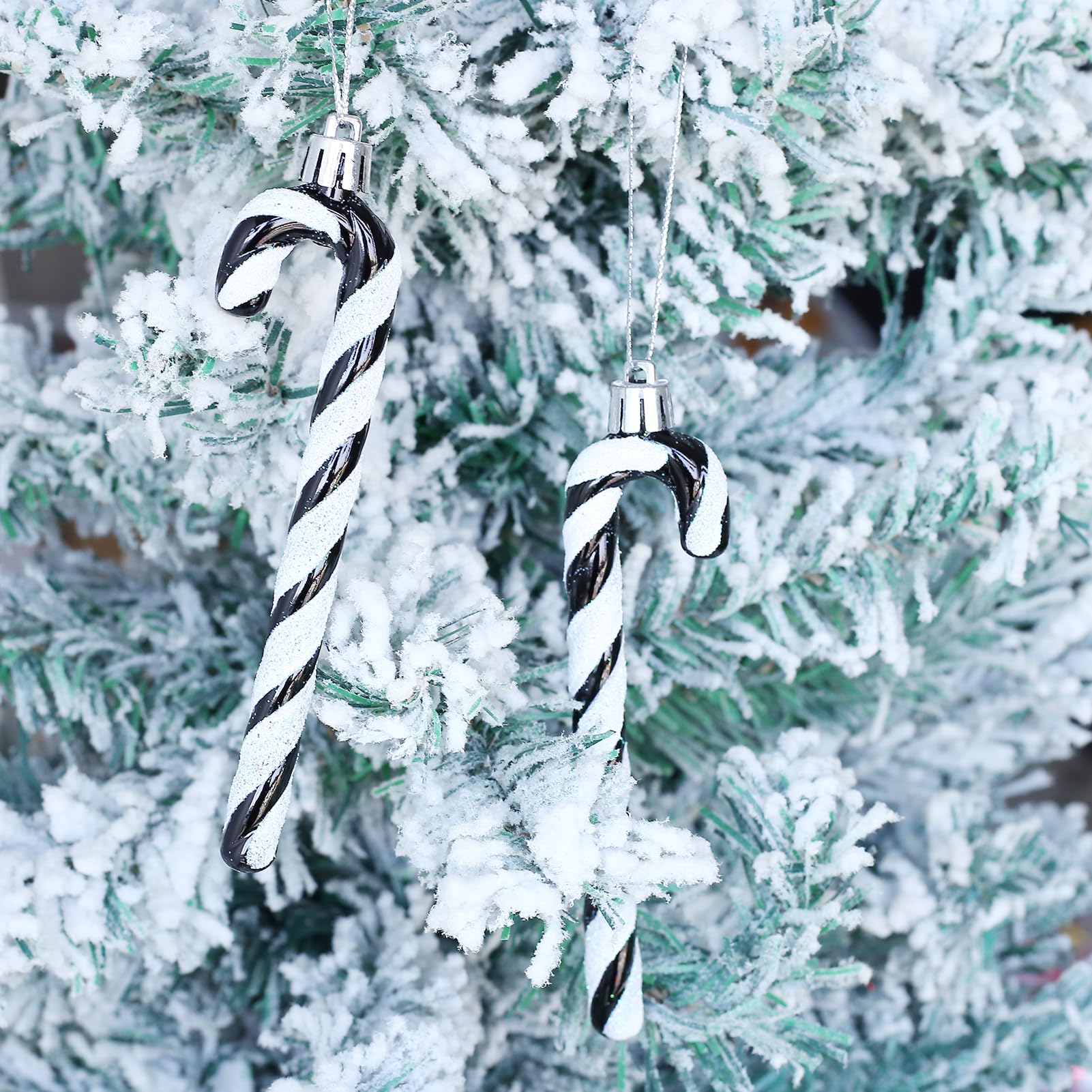 HERZWILD 12pcs 13cm Glitter Candy Cane Tree Decorations - Image 4
