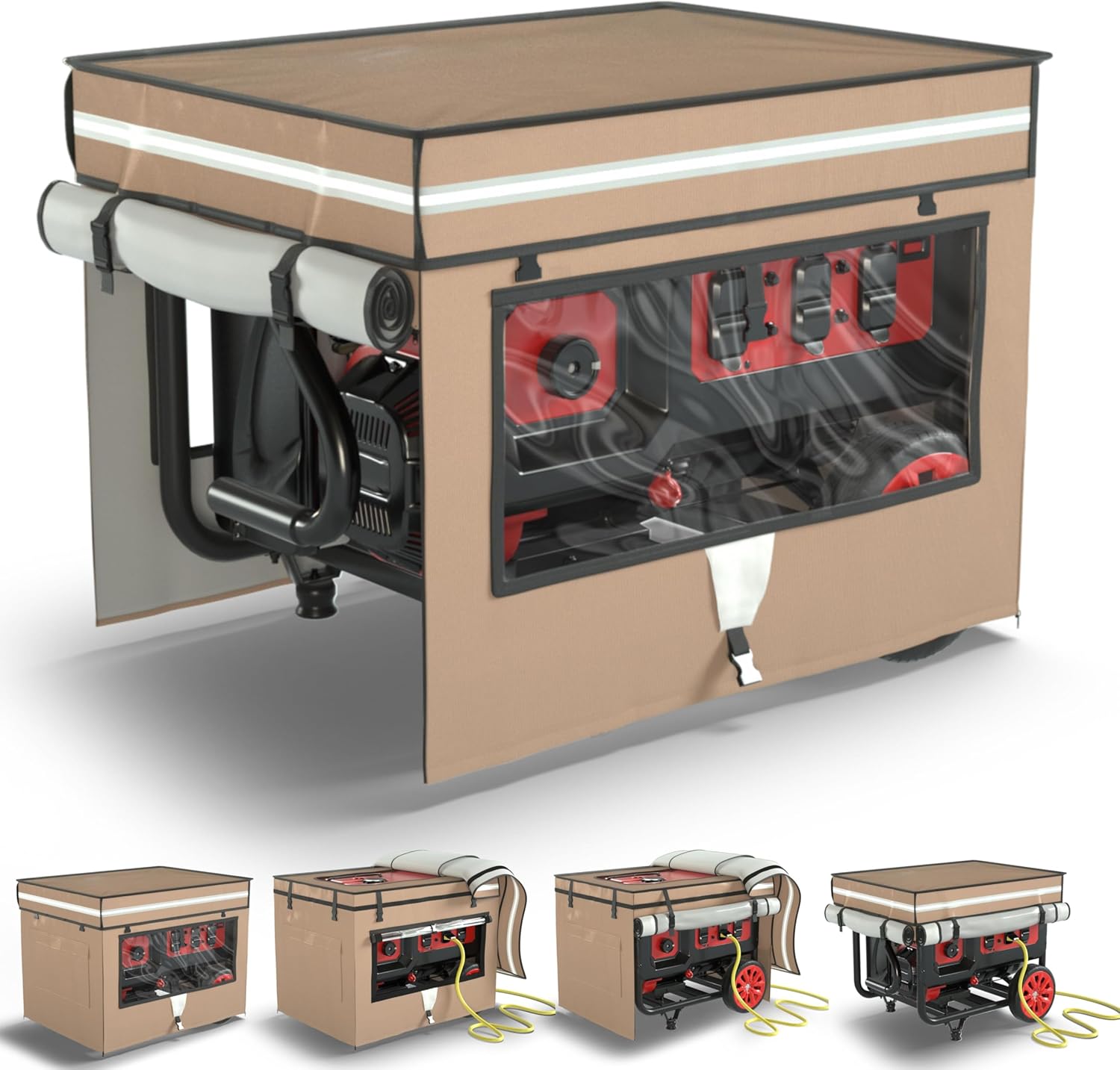 Product image of Generator Covers While Running, 38"L x 28"W x 27"H Heavy Duty Generator Cover for Outside, Compatible with 10000+W Generator, All Season Protection for Generator, Khaki