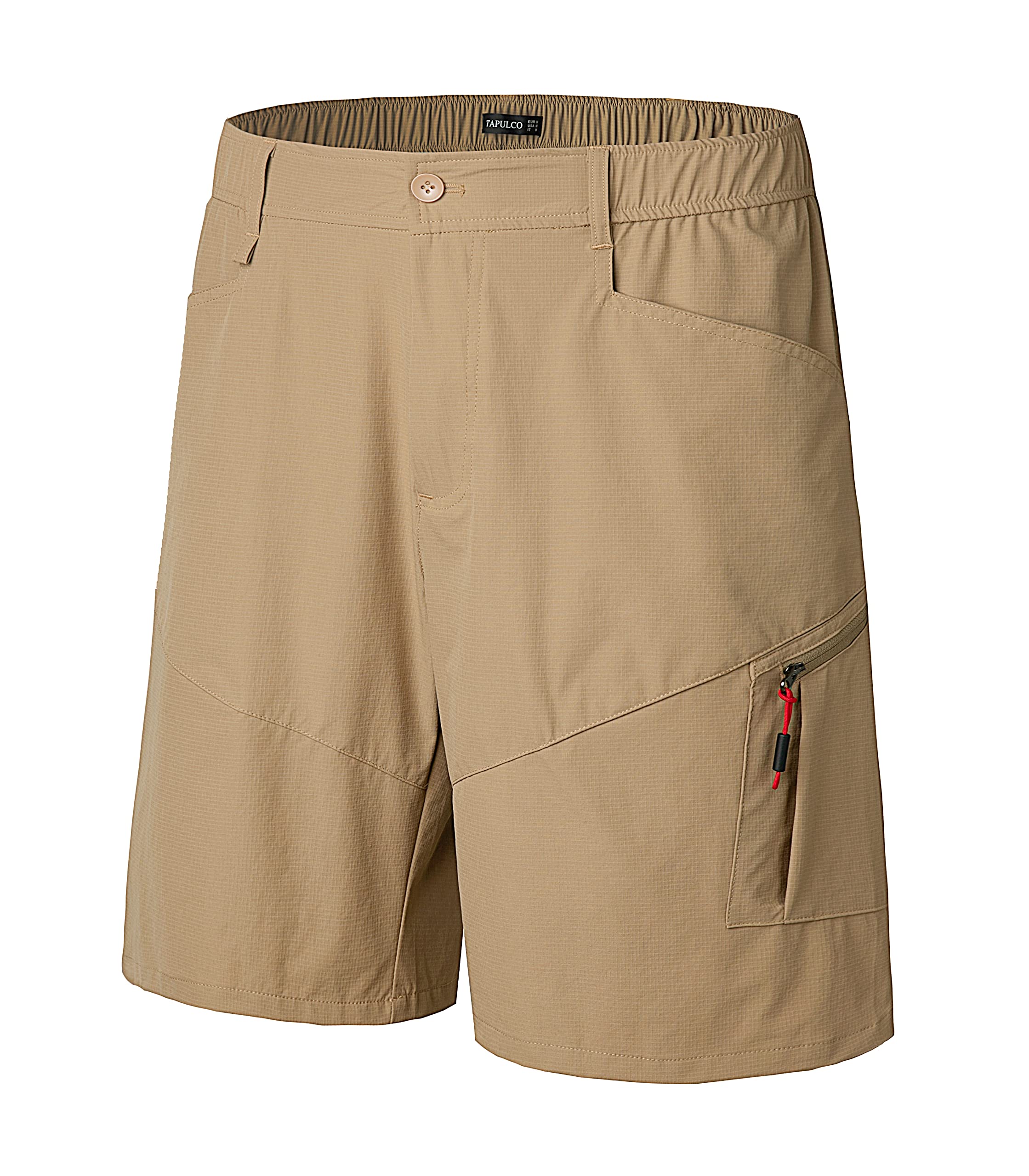 TAPULCO Mens Casual Cargo Shorts Summer Basic Quick Dry Stretch Elastic Waist Hiking Golf Outdoor Shorts with Pockets