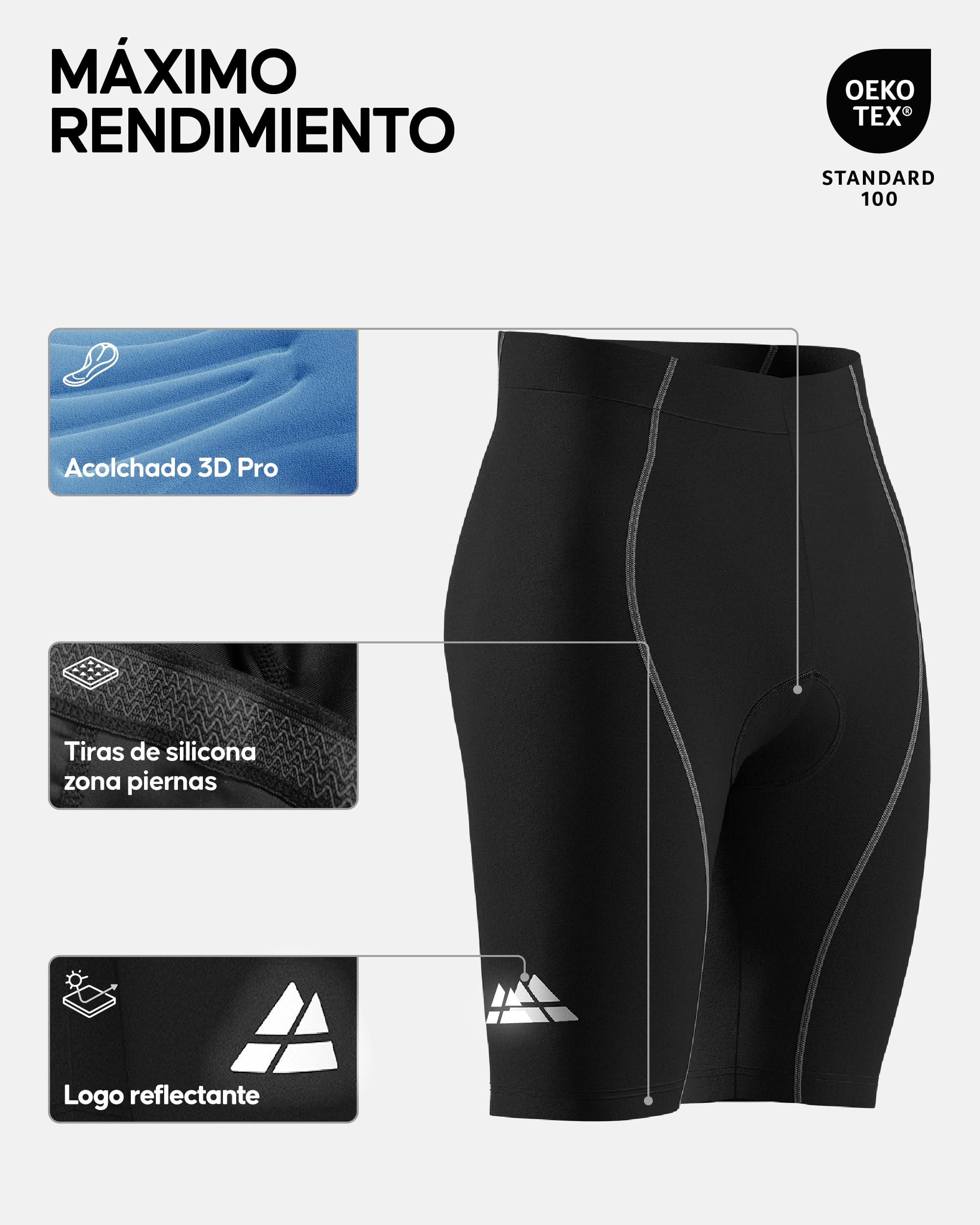 DANISH ENDURANCE Pantalones Cortos de Ciclismo Verano para Hombre, 3D Acolchados, Culotte Ciclismo Hombre, Antideslizantes, Transpirables