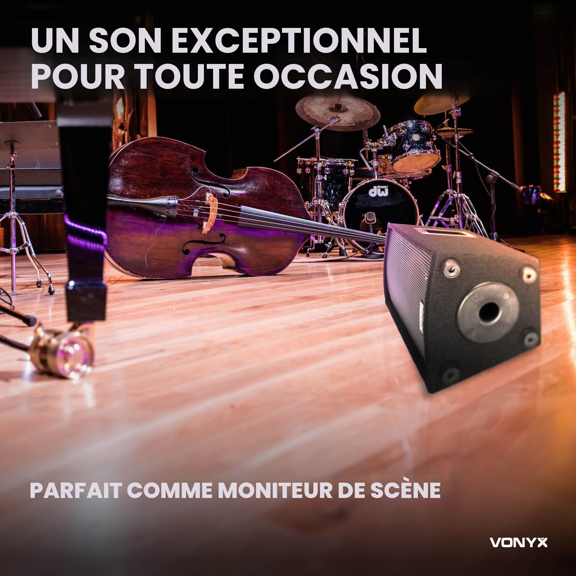 VONYX Pack Sono - 2X Enceintes Passives 800W, Woofer de 15 Pouces, Poignées de Transport, Set de Pieds d'Enceintes et Sacoche, Idéal pour DJ Mobiles