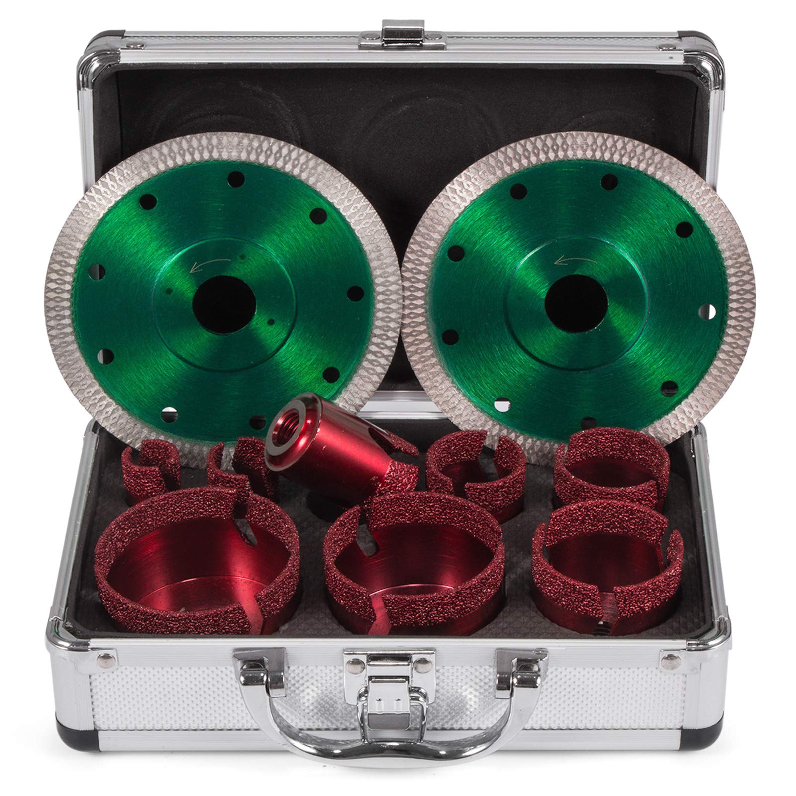 10 Pezzi Punte Diamantate per Trapano M14 (per Smerigliatrice Angolare) Sega a Tazza Diamantati per Piastrelle, Granito, Marmo e Porcellana, dal diametro di 20, 25, 32, 35, 40, 50, 60, 68 mm