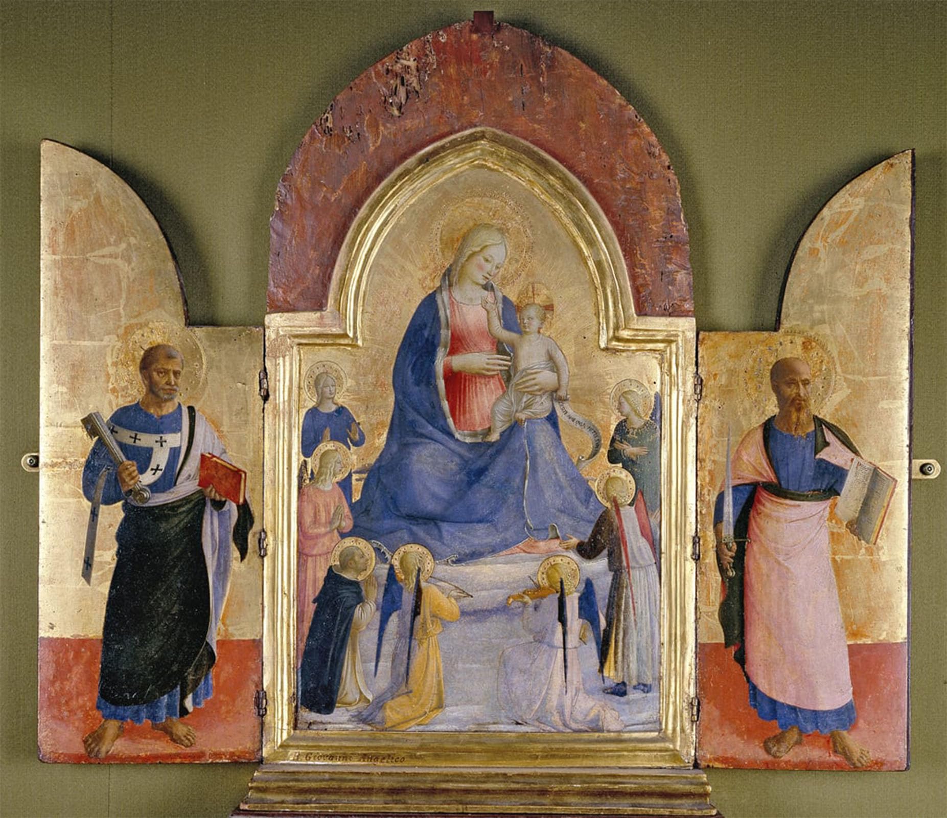ARTXLXXBN Famous Prints Artwork Pictures Poster Painting Art the Virgin and Child with Angels and Dominican Saints St Peter and St Paul by Fra Angelico for Home Decor 60x90cm