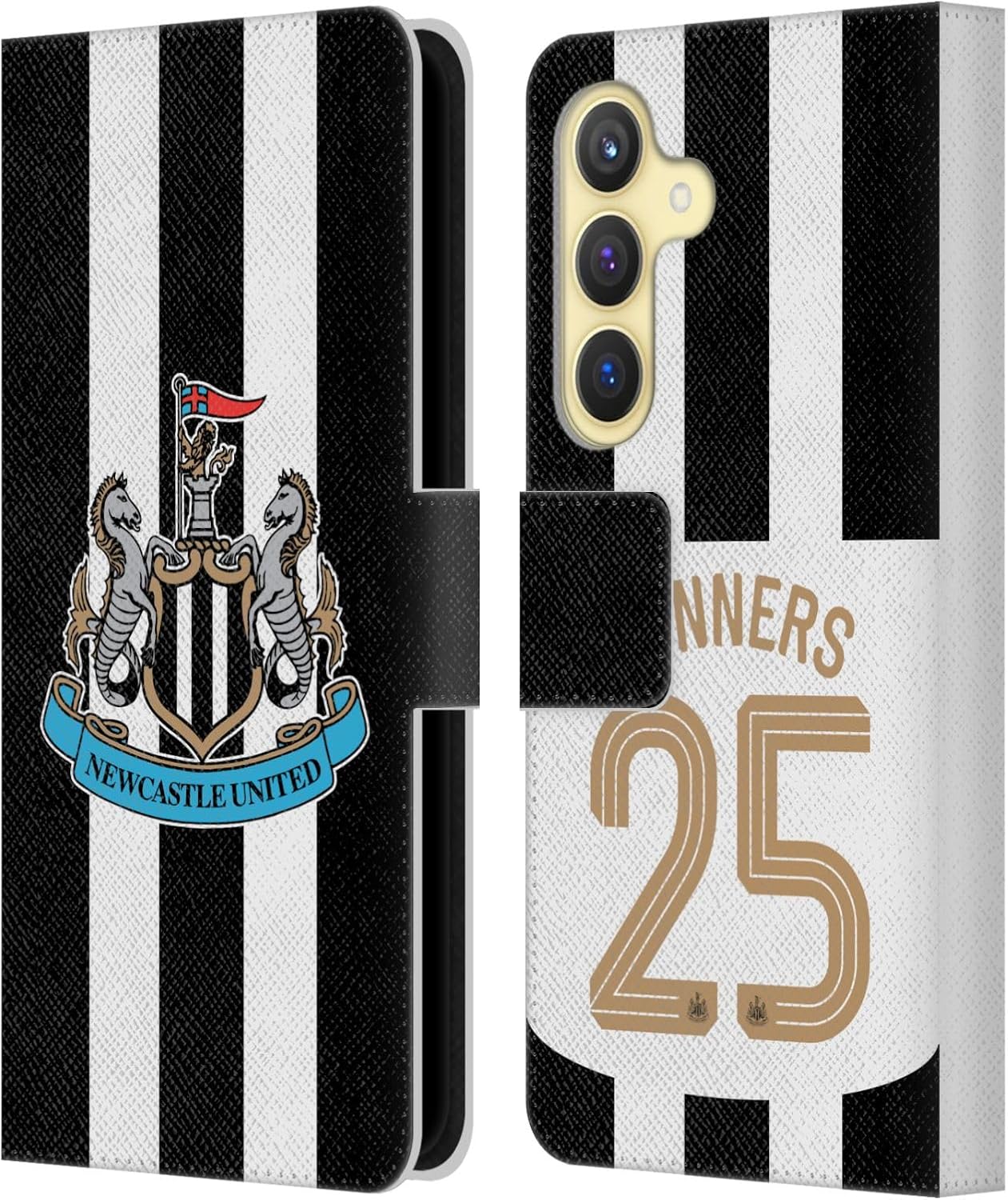 Head Case Designs Officially Licensed Newcastle United Football Club Home Kit 2025 Cup Winners Leather Wallet Case Compatible with Samsung Galaxy S24 5G