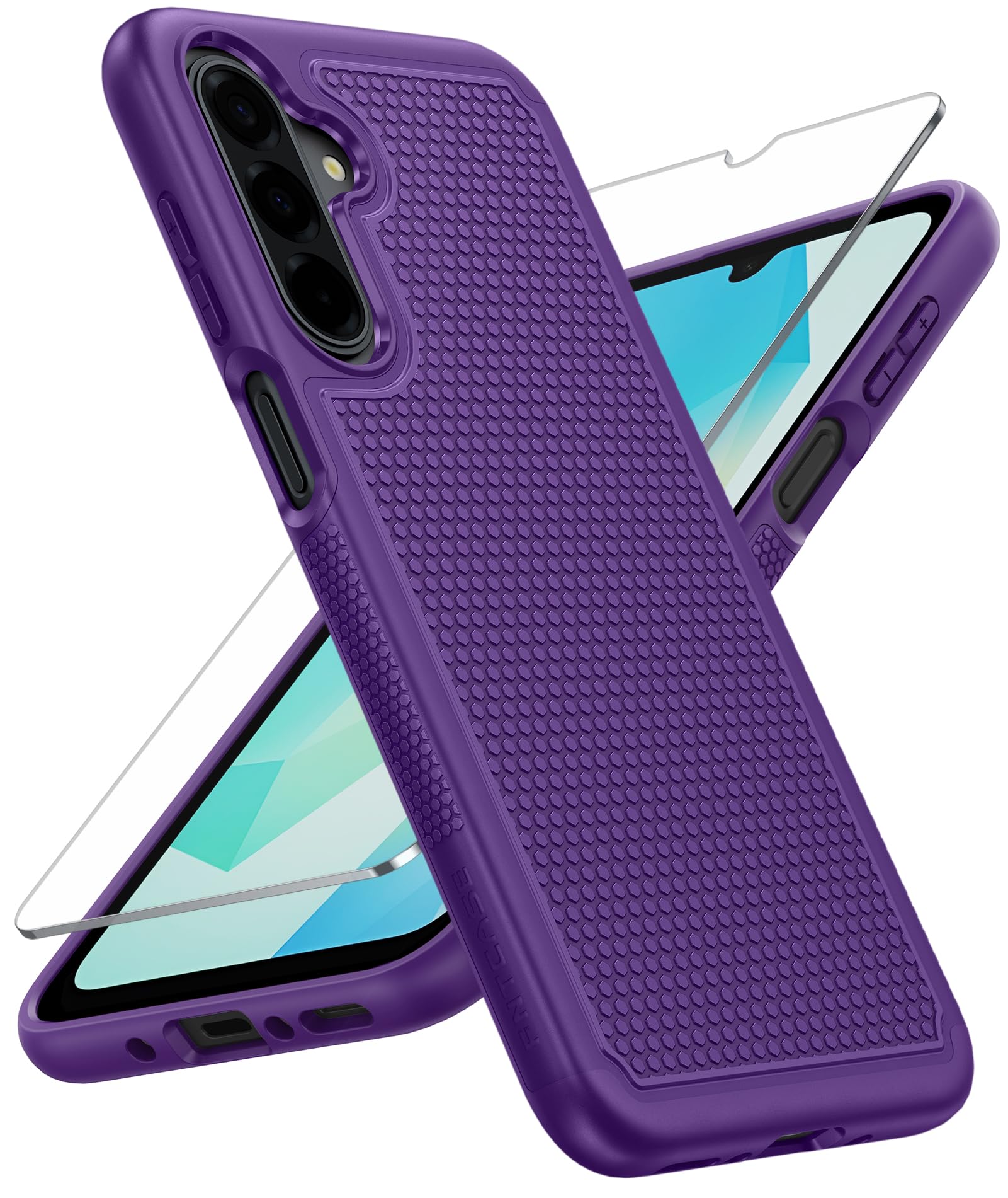 FNTCASE for Galaxy A17/A16 5G Phone Case: Dual Layer Samsung A17 5G Cover | Non Slip Matte Textured Protective Cases With Screen Protector, Military Grade Shockproof Drop Protection, Daily Use, Purple