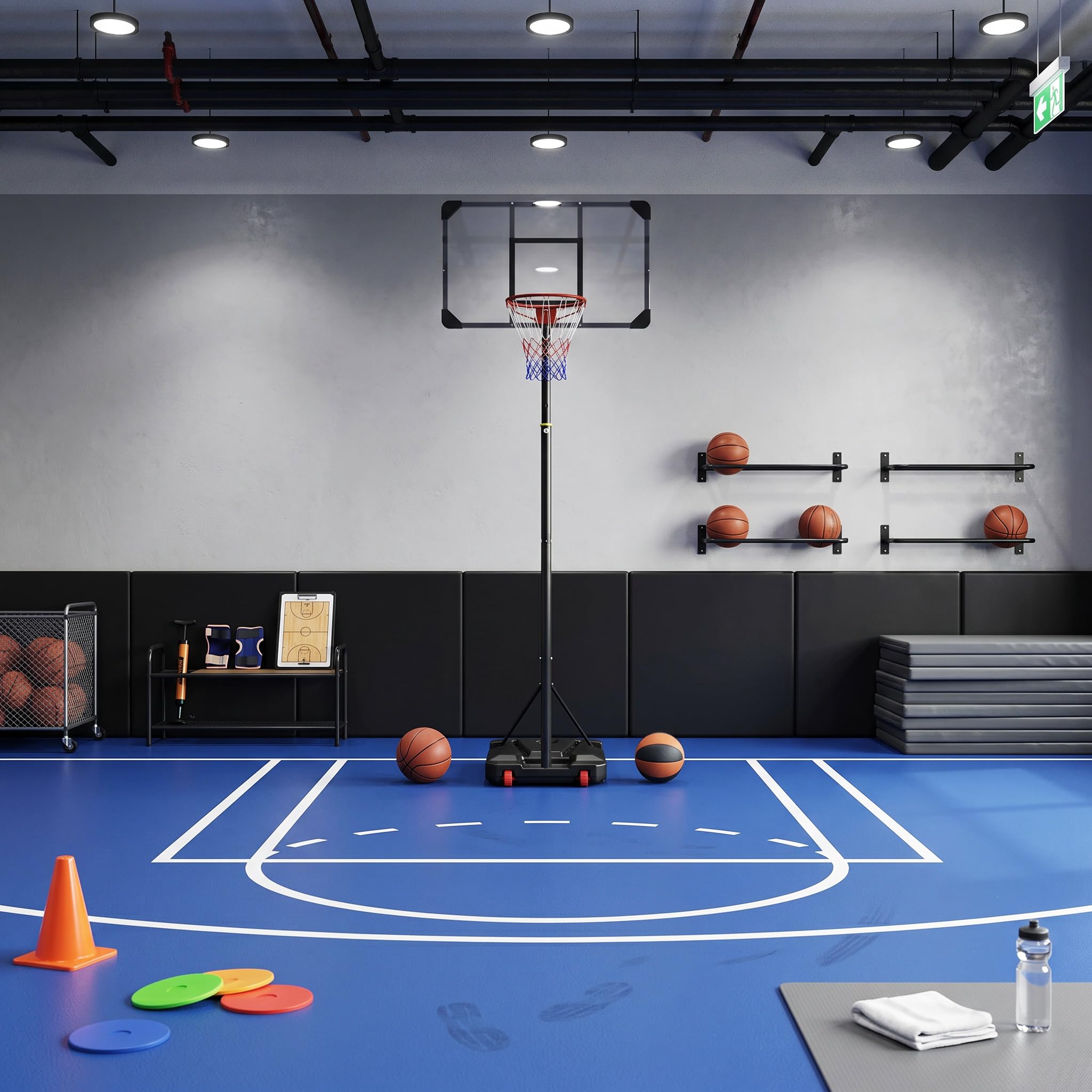 YRHome Basketballkorb PE-Rahmen Outdoor Basketballkorb Nachfüllbare Basis Basketballständer 150-260cm höhenverstellbar mit eingebaute Räder Für Erwachsene