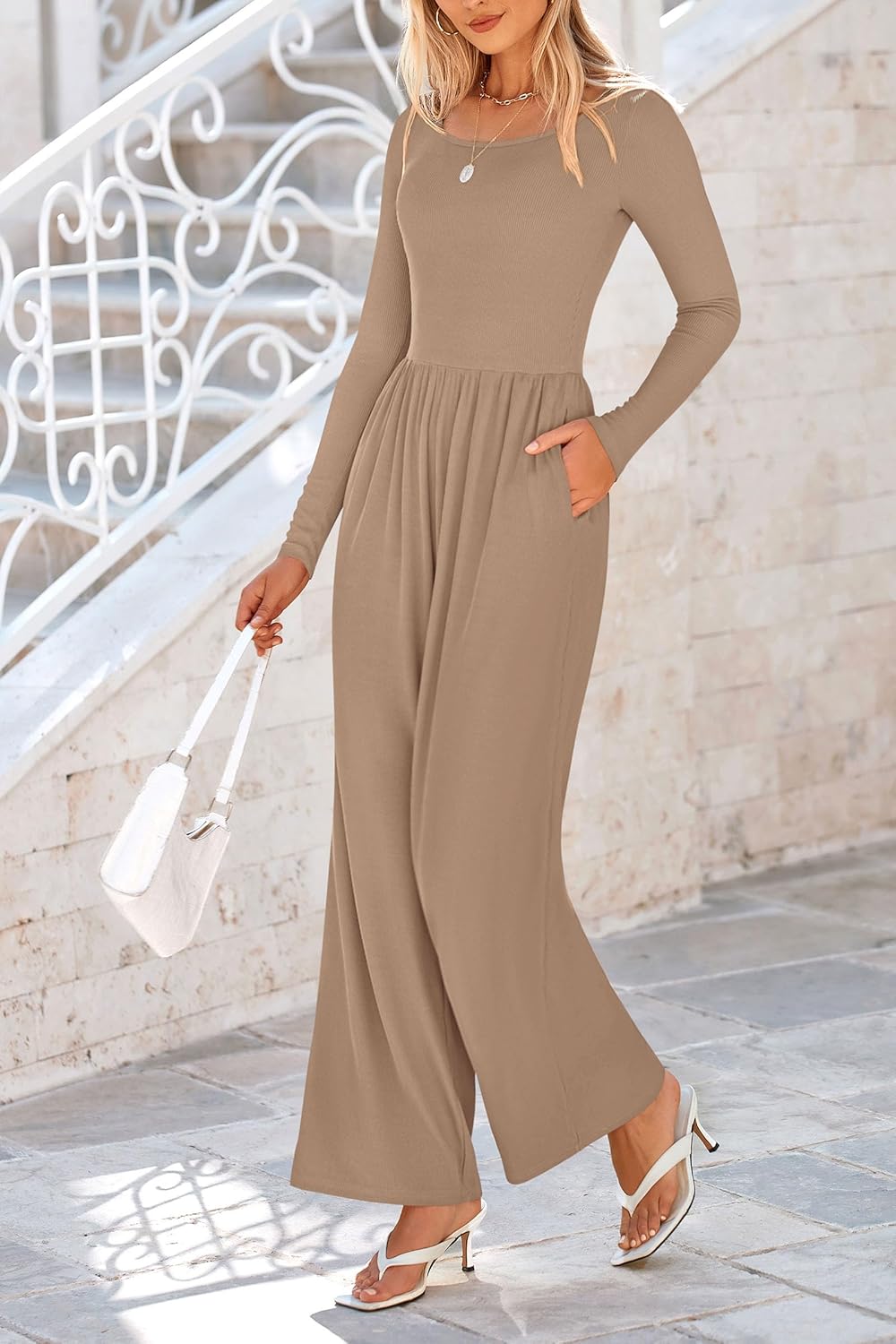 PRETTYGARDEN Womens Jumpsuits Dressy Casual Fall Fashion 2025 Trendy Long Sleeve Wide Leg Rompers Spring Work Office Outfits - Image 6