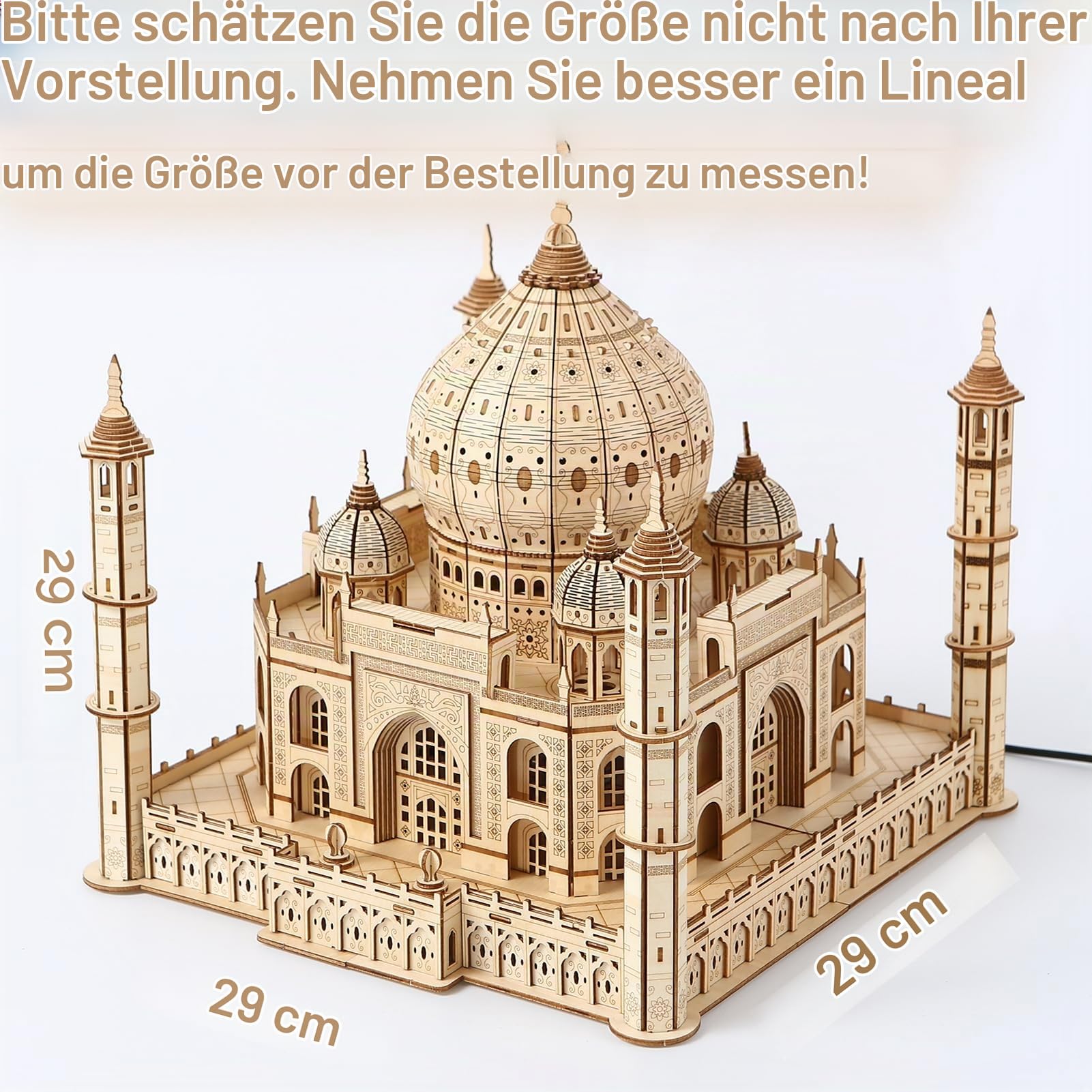 3D Holz Puzzle Modellbausätze für Erwachsene, DIY Taj Mahal Holzmodell mit LED-Licht zur Selbstmontage, mechanisches Konstruktions-Bastelset, Handwerk, Gehirn-Teaser (Der Taj Mahal)