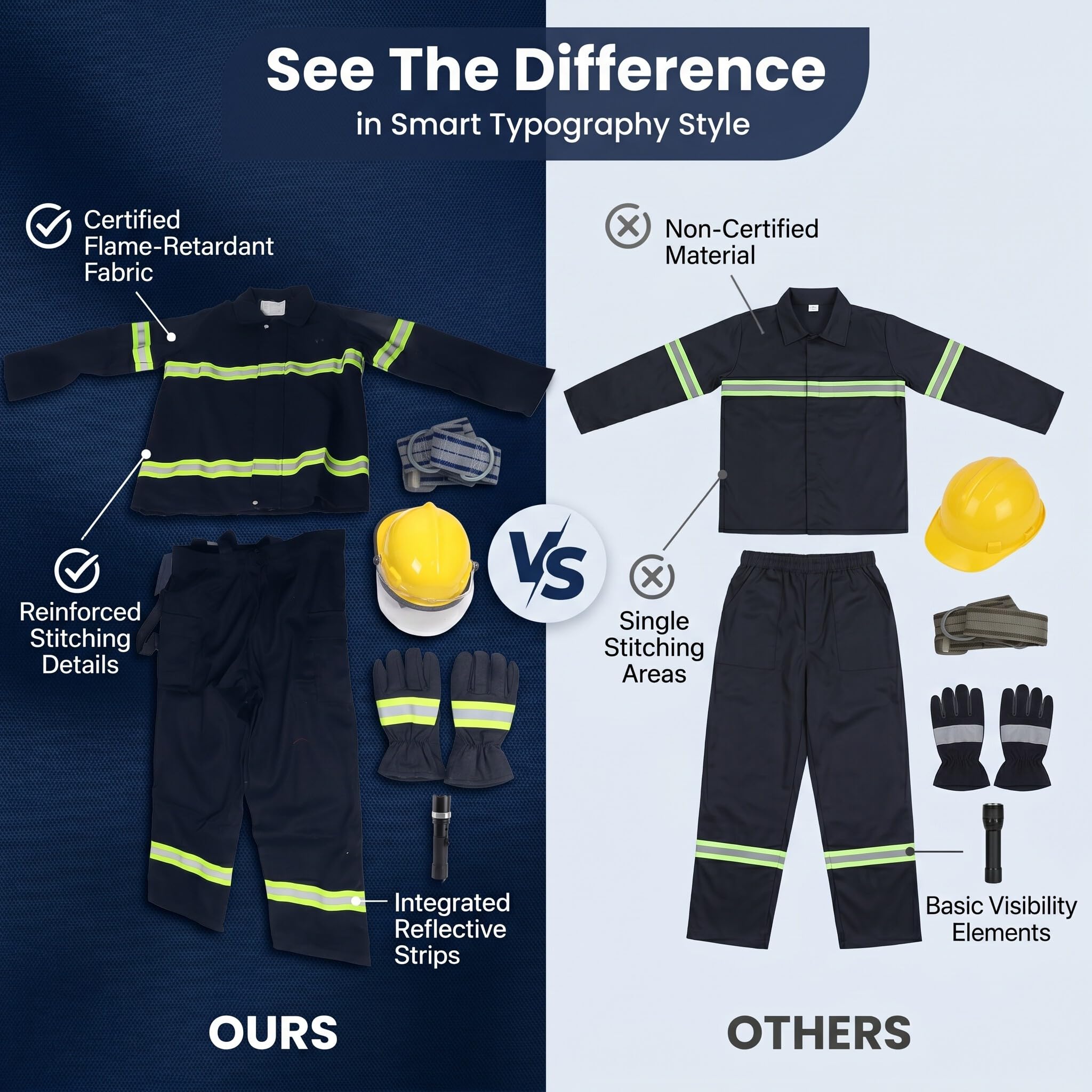 Eujgoov Traje de Seguridad Ignífugo Traje de Ropa de Seguridad Nylon de Algodón Ignífugo con Grifos Reflectantes