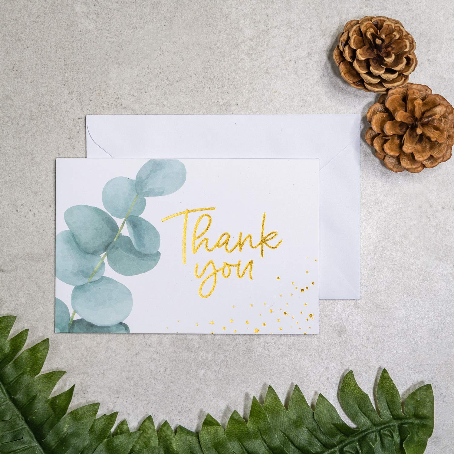 Buy Wedding Thank You Cards with Envelopes 48 Gold Foil Eucalyptus