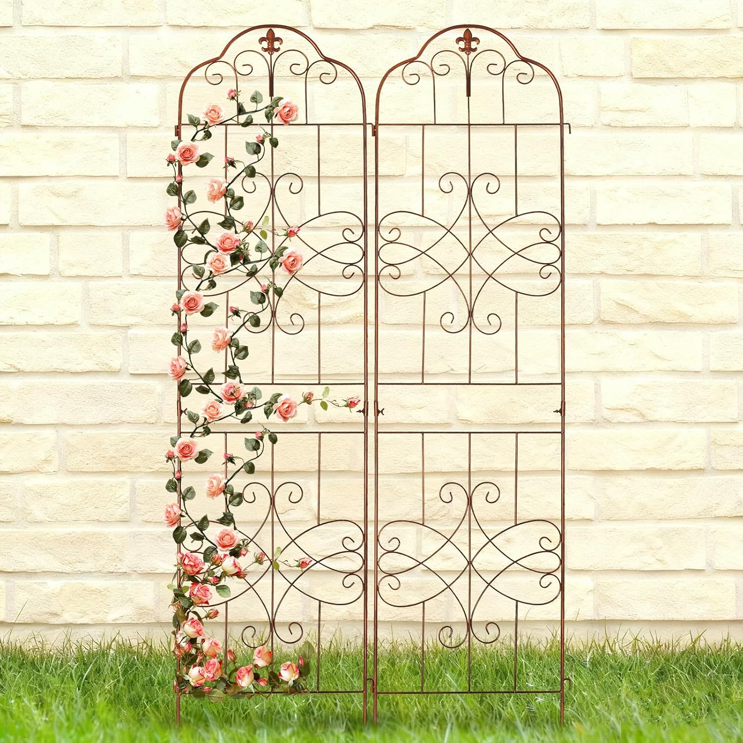 hogardeck 4 Packs 84 * 19 inch Metal Garden Trellis for Climbing Plants Outdoor,Heavy Duty,Coating Rustproof Trellis for Rose, Vegetable, Flowers, Expandable,Perfect for Training Climbing Plants