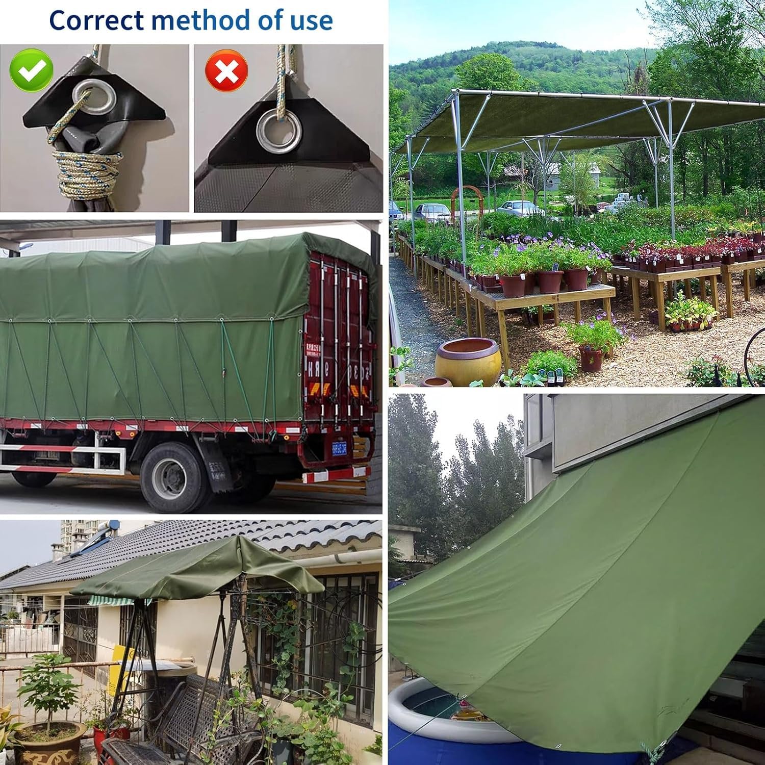 Robuste, wasserdichte Wachstuch-Plattenabdeckung mit verstärktem, dickem Segeltuch, sehr gut geeignet for Schuppen, Bootspools oder Dächer.(3x6m)