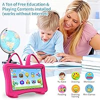 Vista 4 de Tablet para niños de Trayoo de 7 pulgadas, tableta de aprendizaje para niños pequeños con WiFi, YouTube, cámara dual, pantalla táctil, control Rosa