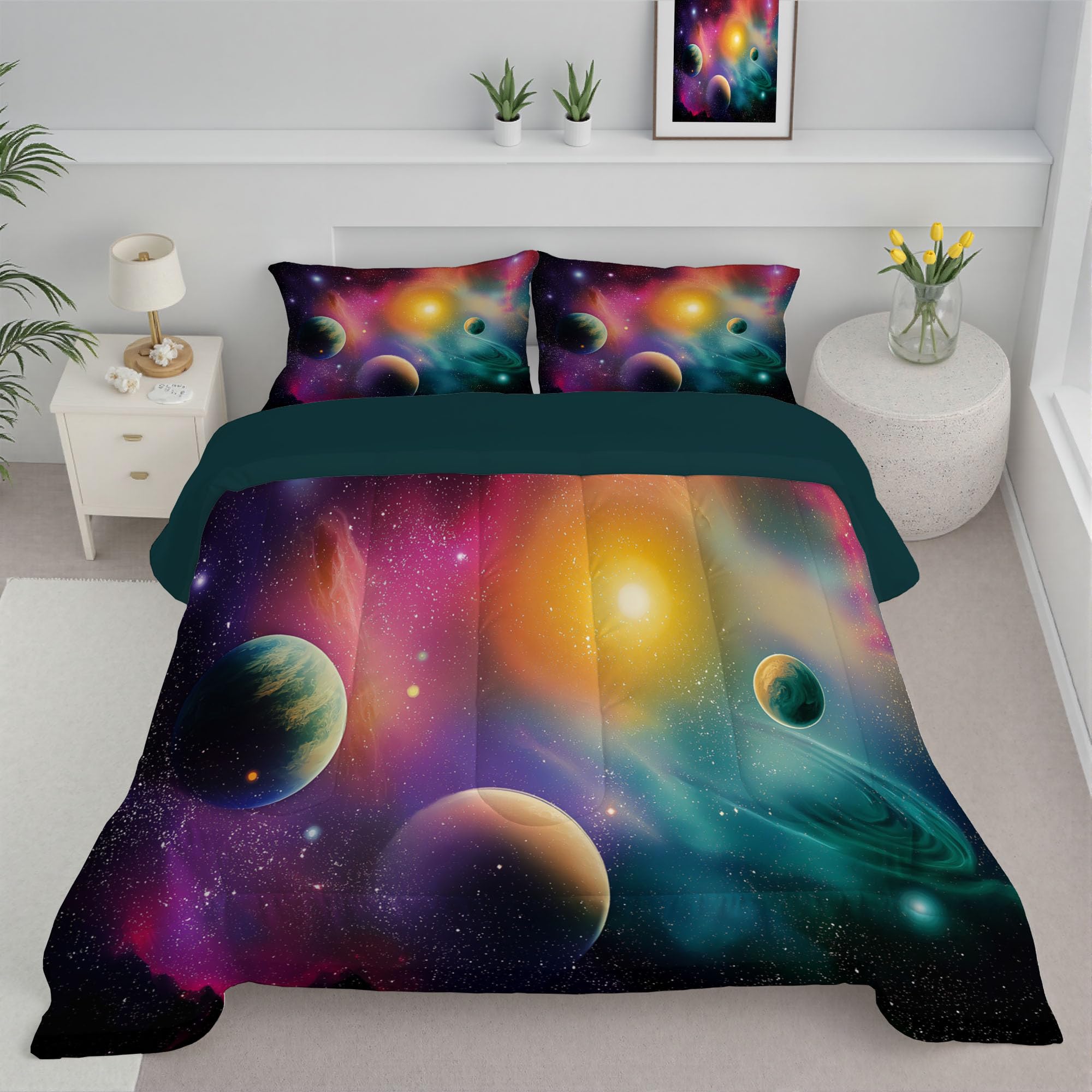Edredón de galaxia fantasía reversible para transformar el descanso diario en un sueño mágico