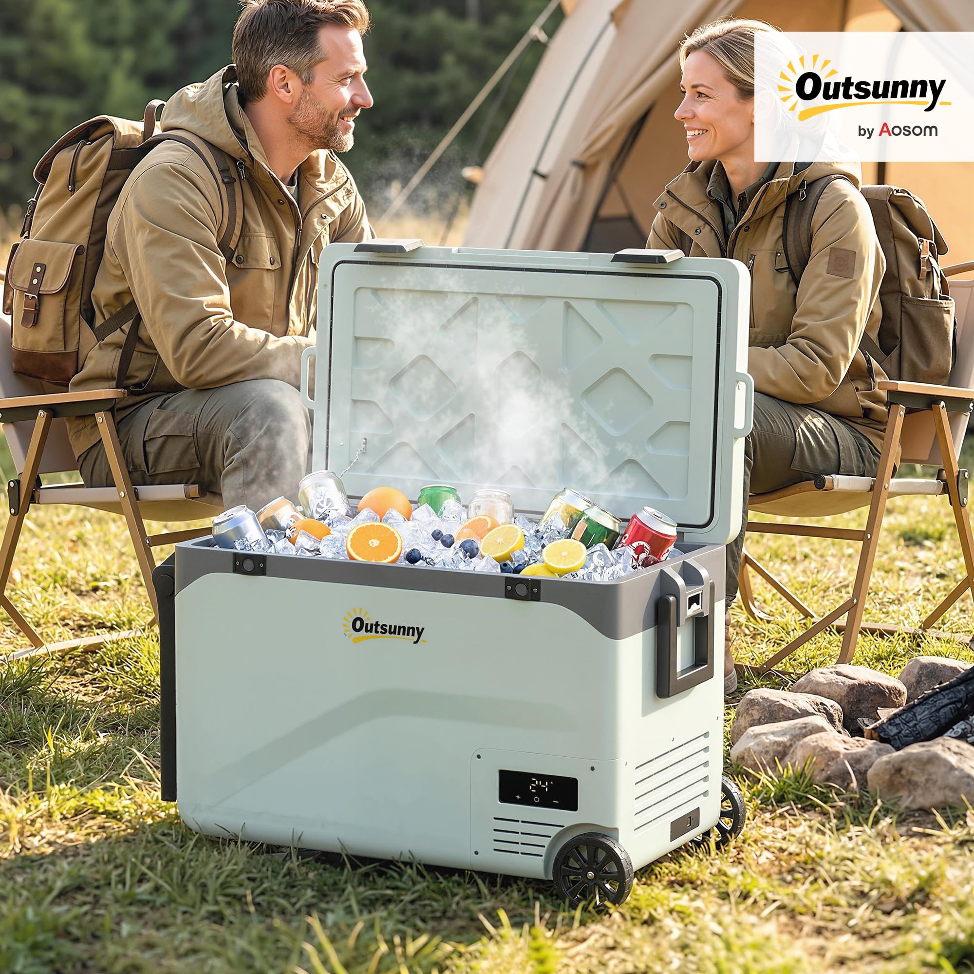 Outsunny Frigorifero Portatile Auto 42.5L Compressore Elettrico Anti-Shock APP Bluetooth 12V/24V/240V -20°C-20°C