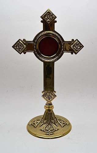 Miniatura 4 de Relicario de iglesia en forma de cruz para tu reliquia favorita, todo de latón (CCG-50)
