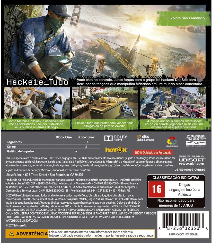 watch dogs 2 classificação indicativa