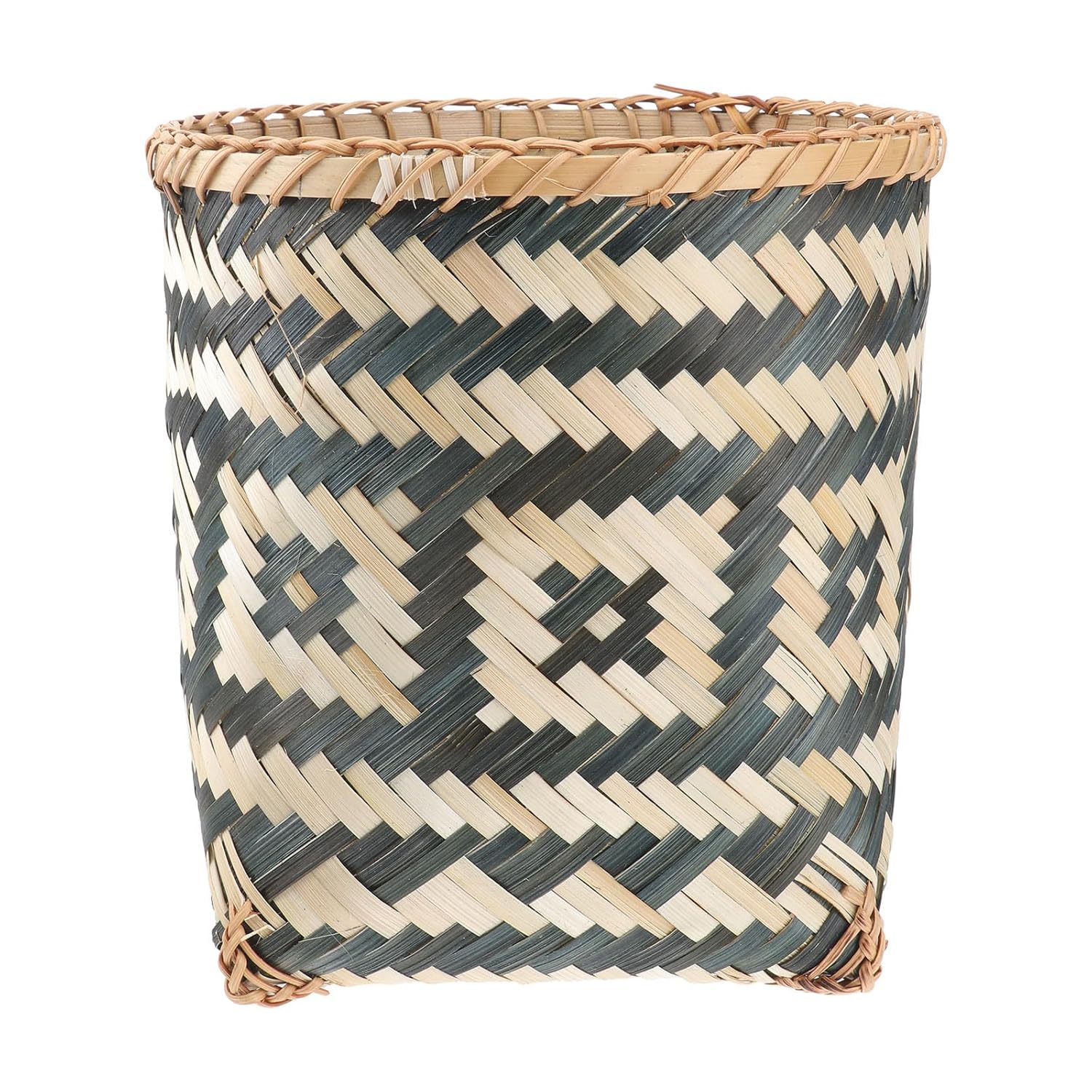 Woven Trash Basket Large Retro Wastepaper Container Household Garbage Organizer Decorative Storage Bin for Living Room and Office Use Random Style