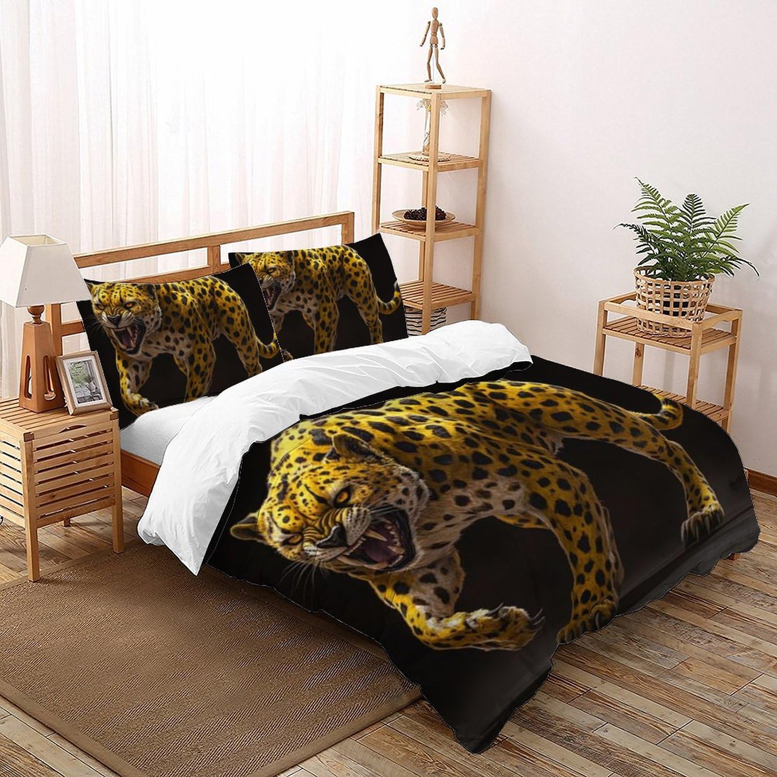 Housse de couette cheetah 200x200 microfibre avec 2 taies