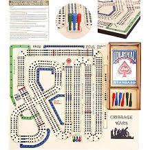 Cribbage Wars Board Game,2025 Wooden Cribbage Board Game Set Traps Games Classic Night Bar Games for Families with Built-in Storage Compartment for Cribbage Pegs