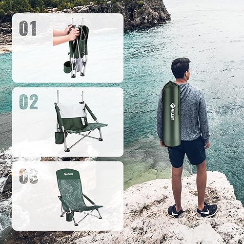 Miniatura 6 de VILLEY Mesa de picnic portátil para acampar y silla de playa baja