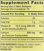 Vista 5 de Spring Valley Calcio Plus Vitamina D3 150 Mini cápsulas blandas Suplemento de calcio Mini cápsulas blandas de calcio Calcio 600 mg
